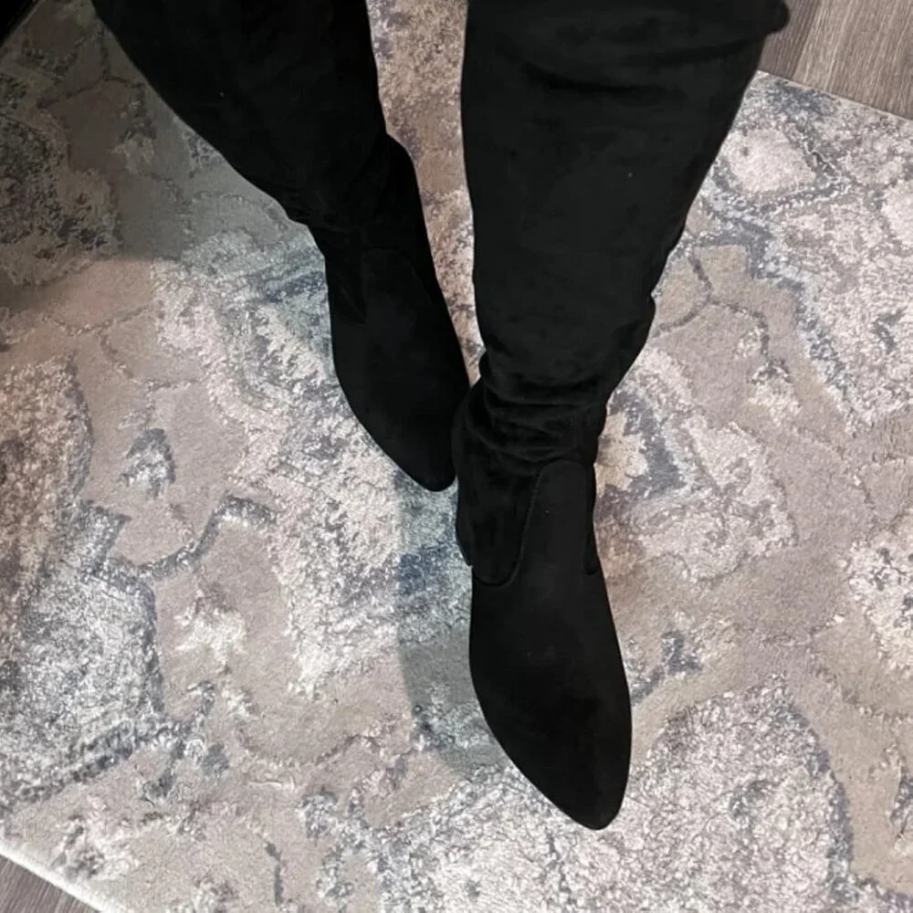 🆕Women's 8957black Polyurethane High Pointy-toe High-heel Over The Knee Boots